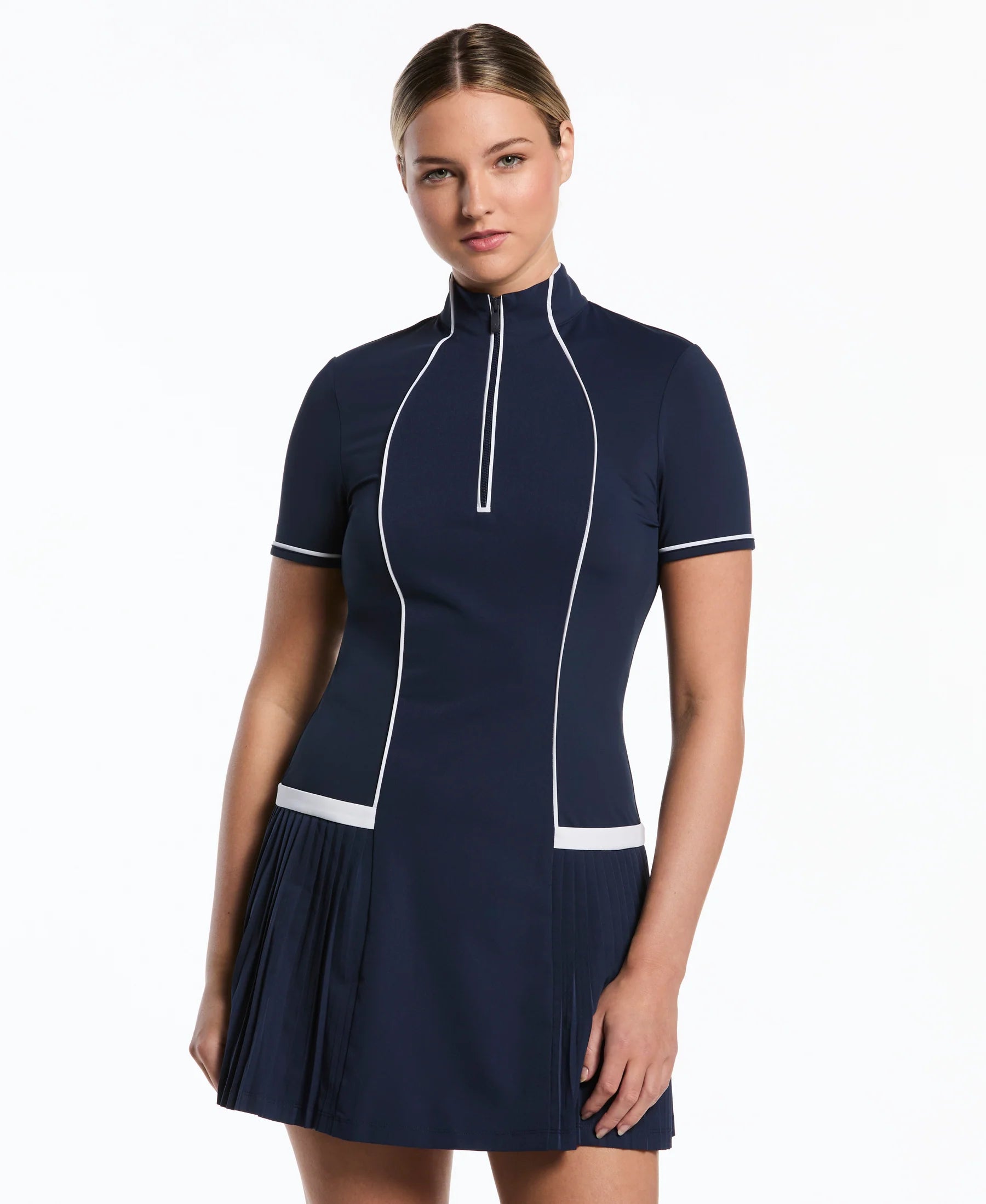 Penguin Mixed Media Short Sleeve Dress